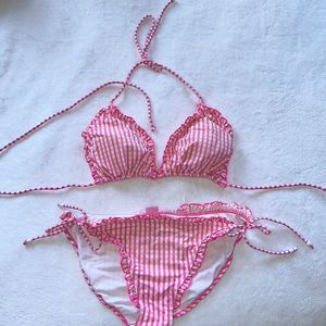 Pink and White Plaid Bikini